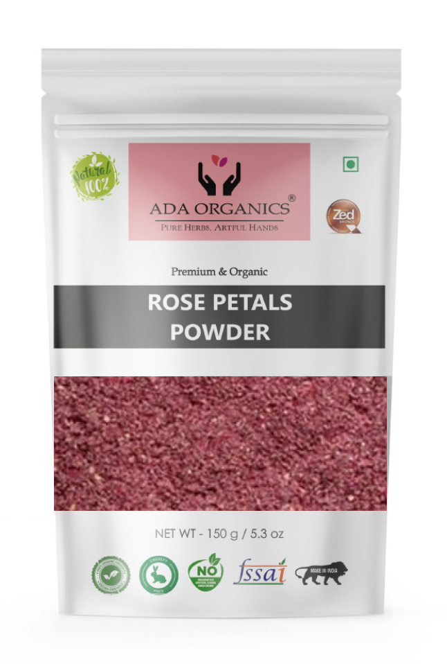 ADA Organics Rose Petals Powder. 100% pure & organic dried rose petals powder. Best & genuine rose powder 